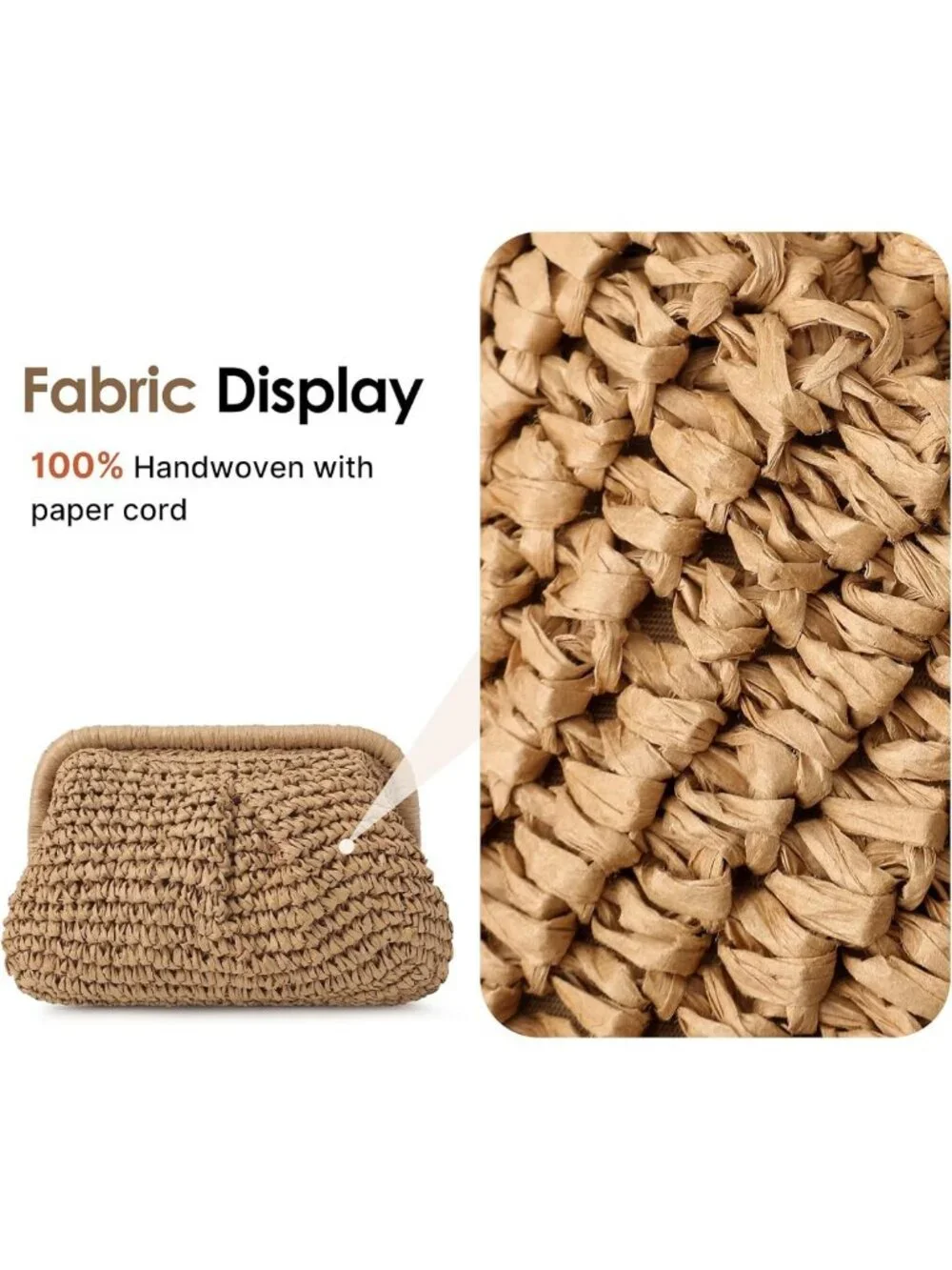 Woven Straw Clutch Purse for Women, Chic Detachable Chain Bag, Summer Accessory